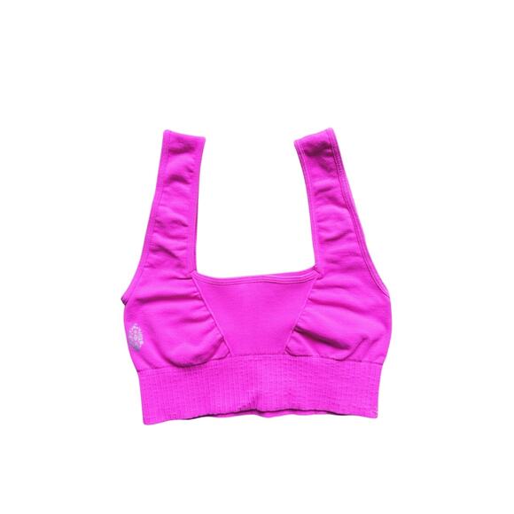 FP Movement Good Karma Square Neck Sports Bra XS/S Neon Hot Pink Athleisure - Picture 4 of 6